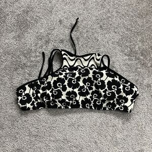 Hobie Swimwear Bikini Top Womens Black And White Halter Floral Summer Beach